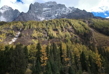 The Autumn in Siguniang Mountain at west of the capital city of Chengdu in Xiaojin country ,Sichuan ,China