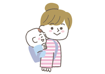 赤ちゃんをおんぶするお母さんのイラスト