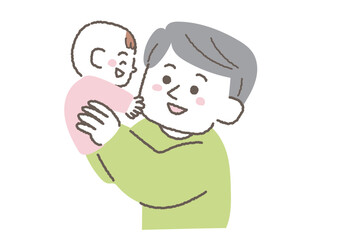 赤ちゃんを抱っこするお父さんのイラスト