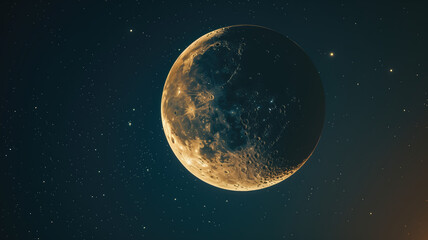 Fototapeta premium The bright crescent moon on the night sky generative AI