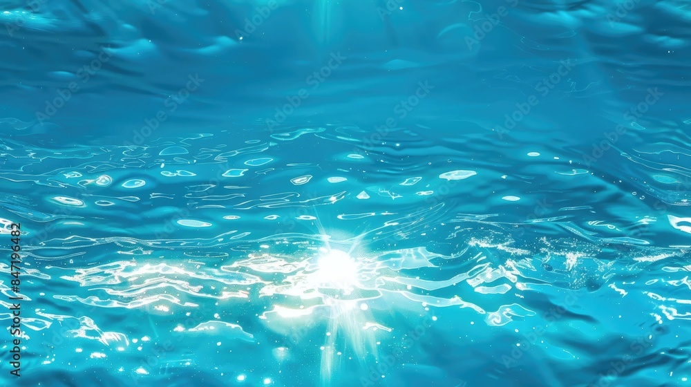 Aufkleber the blue sea water surface, adorned with the sun's reflection, creating ripples and waves that form 