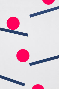 Modern abstract collage with circles sliding down the blue lines