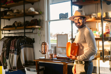 Small business shop owner man