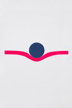 Modern abstract collage with circle bending line