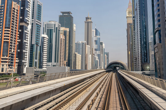Dubai Metro Rail and Cityscape