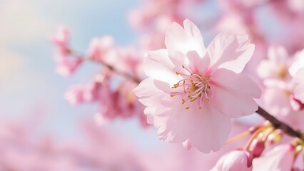 Naklejka premium Pink cherry blossom flower