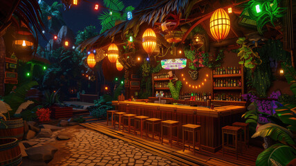 Obraz premium Tiki Bar Paradise - AI Generated