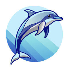 Obraz premium vector illustration of a dolphin on a blue background.