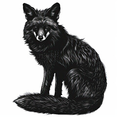 Fototapeta premium A black and white drawing of a fox on a white background