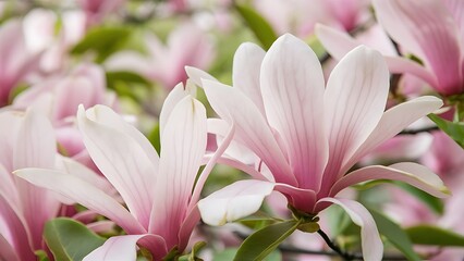 Fototapeta premium Close up picture of pink blooming magnolia blossoms