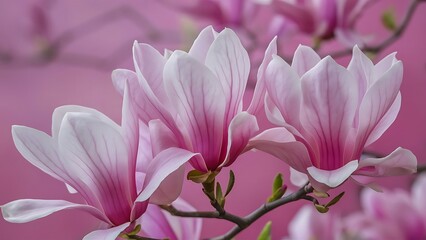 Fototapeta premium Close up picture of pink blooming magnolia blossoms
