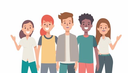 Obraz premium Group of Diverse Happy Young People Standing Together