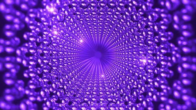 Purple Sparkling Jewelry Tunnel. Precious Radial Abstract background. Looped video.