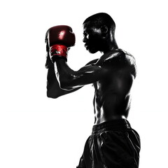 Silhouette Boxer Training Intense Athletic Male Strength Focus