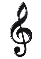 3D black treble clef. Transparent background