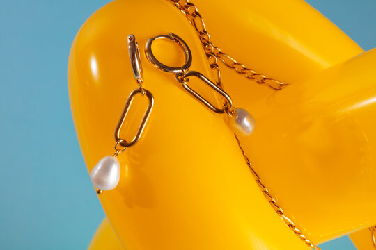 Jewelry on yellow balloon
