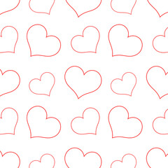 Red heart outline repeating pattern