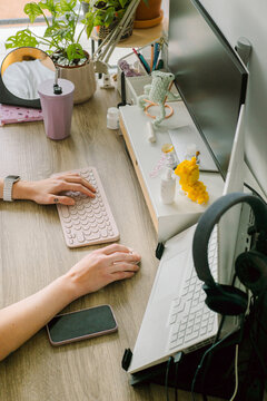 Female programmer on her workplace 