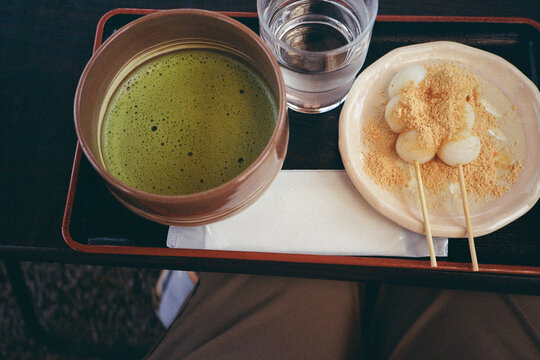 Mitarashi dango and matcha tea