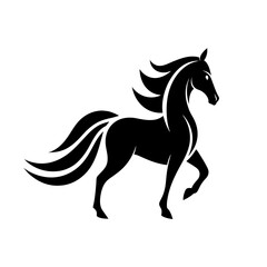 a minimalist , Creative simple memorable horse animal logo vector silhouette black color