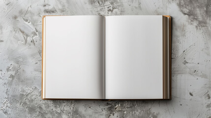 mockup template open book with clean blank pages on white gray loft background
