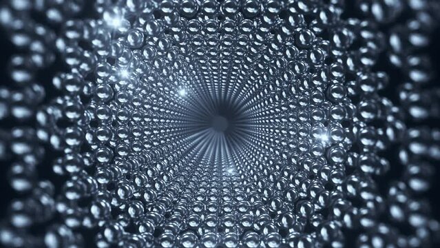 Silver Sparkling Jewelry Tunnel. Metallic Precious Radial Abstract background. Looped video.