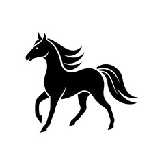 a minimalist , Creative simple memorable horse animal logo vector silhouette black color