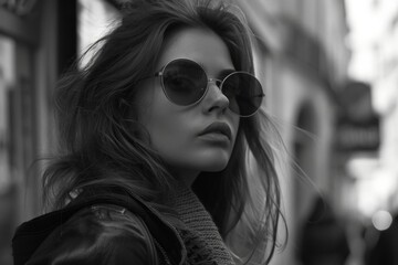 Portrait jeune femme noir et blanc