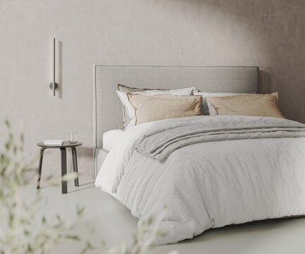 modern bedroom interior design, 3d rendering