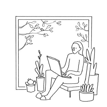 Woman working on a laptop 