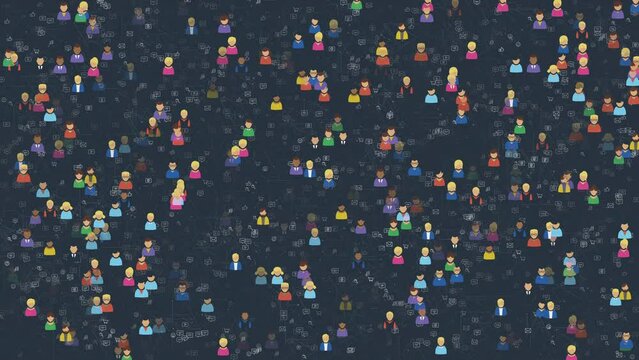 Internet Communication People. Interacting Friends, Colleagues in the Digital Environment. Dark background. Looped video.