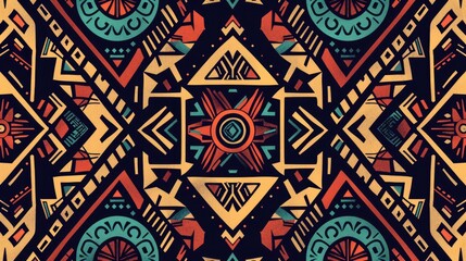 Geometric Ornamental Hand Drawn Tribal Design Pattern