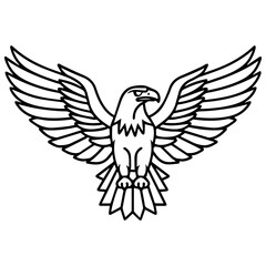 Water Eagle logo or modern line icon. Vector line art and icon design with bold outline. Black and white Pixel Perfect minimalistic symbol isolate white background. Creative logotype