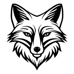 Fox Heraldic logo or modern line icon. Vector line art and icon design with bold outline. Black and white Pixel Perfect minimalistic symbol isolate white background. Creative logotype