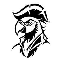 Pirate Parrot logo or modern line icon. Vector line art and icon design with bold outline. Black and white Pixel Perfect minimalistic symbol isolate white background. Creative logotype