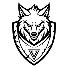 Wolf Knight logo or modern line icon. Vector line art and icon design with bold outline. Black and white Pixel Perfect minimalistic symbol isolate white background. Creative logotype