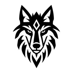Wolf Tribal Ornament logo or modern line icon. Vector line art and icon design with bold outline. Black and white Pixel Perfect minimalistic symbol isolate white background. Creative logotype