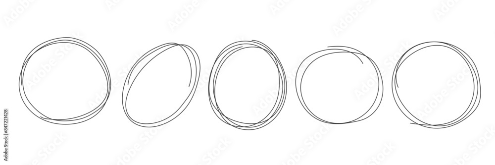 Aufkleber doodle line drawn round frame highlight. hand drawing sketch circles set. element for highlighting i