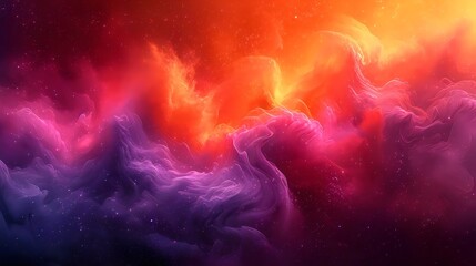 A colorful space scene with a purple and orange swirl