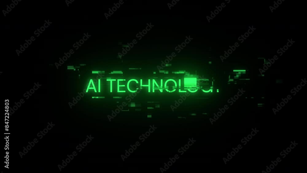 Aufkleber ai technology text with screen effects of technological failures. spectacular screen glitch with var