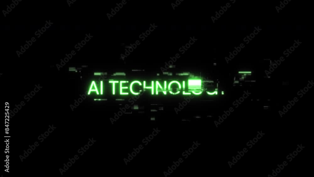 Poster ai technology text with screen effects of technological failures. spectacular screen glitch with var