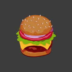 Vector street fast food icons on a black background. Cartoon food illustration. Hotdog, hamburger, pizza and shawarma logo.