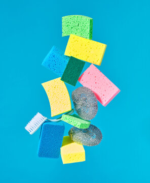 Still Life of Household Cleaning Tool Like Sponges 
