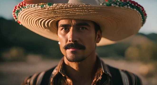 Mexican man with a Mexican hat.