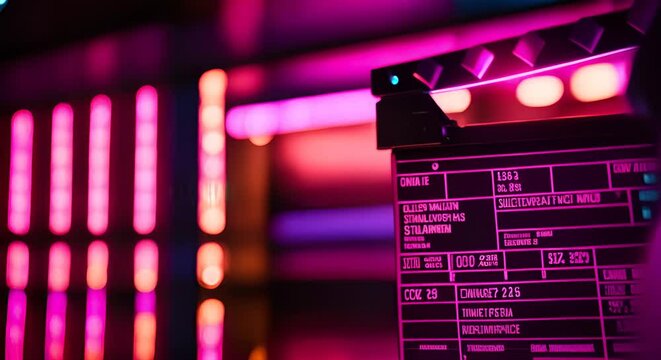 Clapperboard at the recording of a movie.
