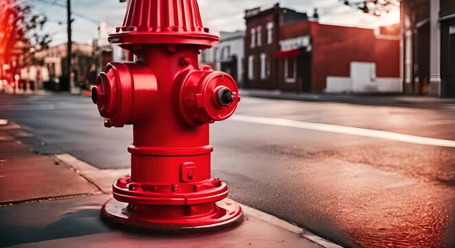 Red fire hydrant in the city.