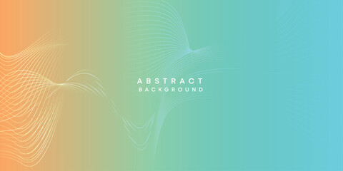 Abstract orange-sky blue digital future technology geometric flowing line background. Teal, Ocean, red gradient smooth wave lines web banner background for cover, flyer, header, poster, website
