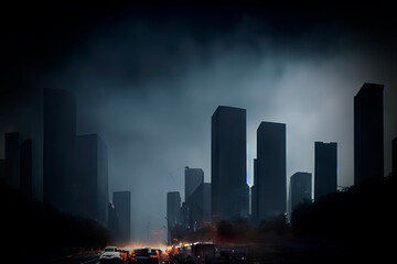 Obraz premium 大都市の大規模停電