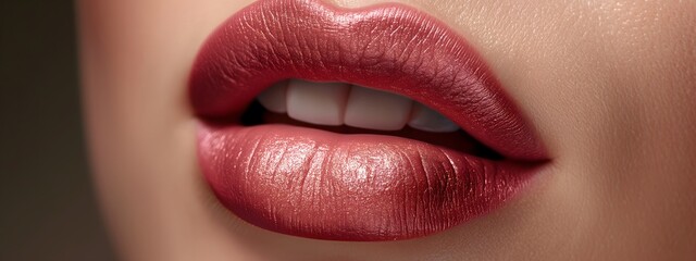 Fototapeta premium beautiful plump lips, close-up photo, realistic photo, soft pink shade, natural lip color