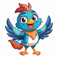 bird mascot cartoon in vector illustration, white background